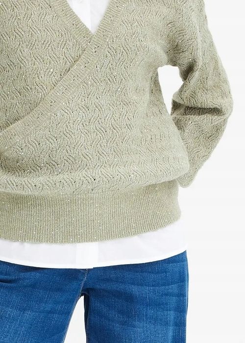 B.P.C sweterek kopertowy z połyskiem kolor trawy morskiej ^40/42