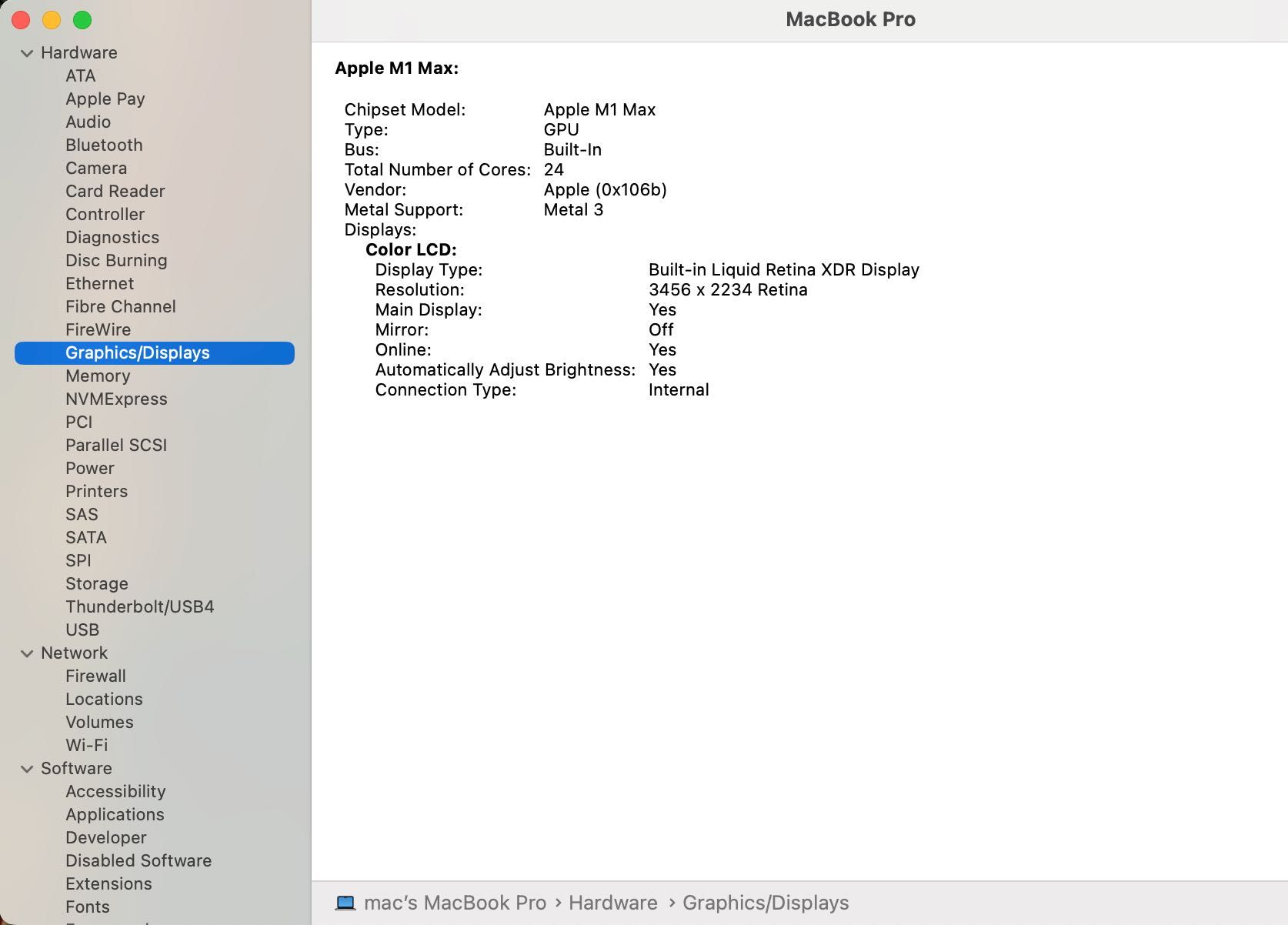 MacBook PRO 16 M1 MAX 10 CPU/ 24 GPU/ 32 RAM/ 512 Space