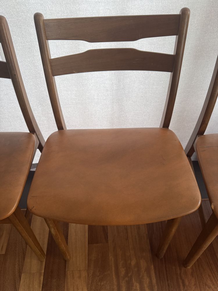 4 duńskie krzesła teak Denmark danish design brązowe