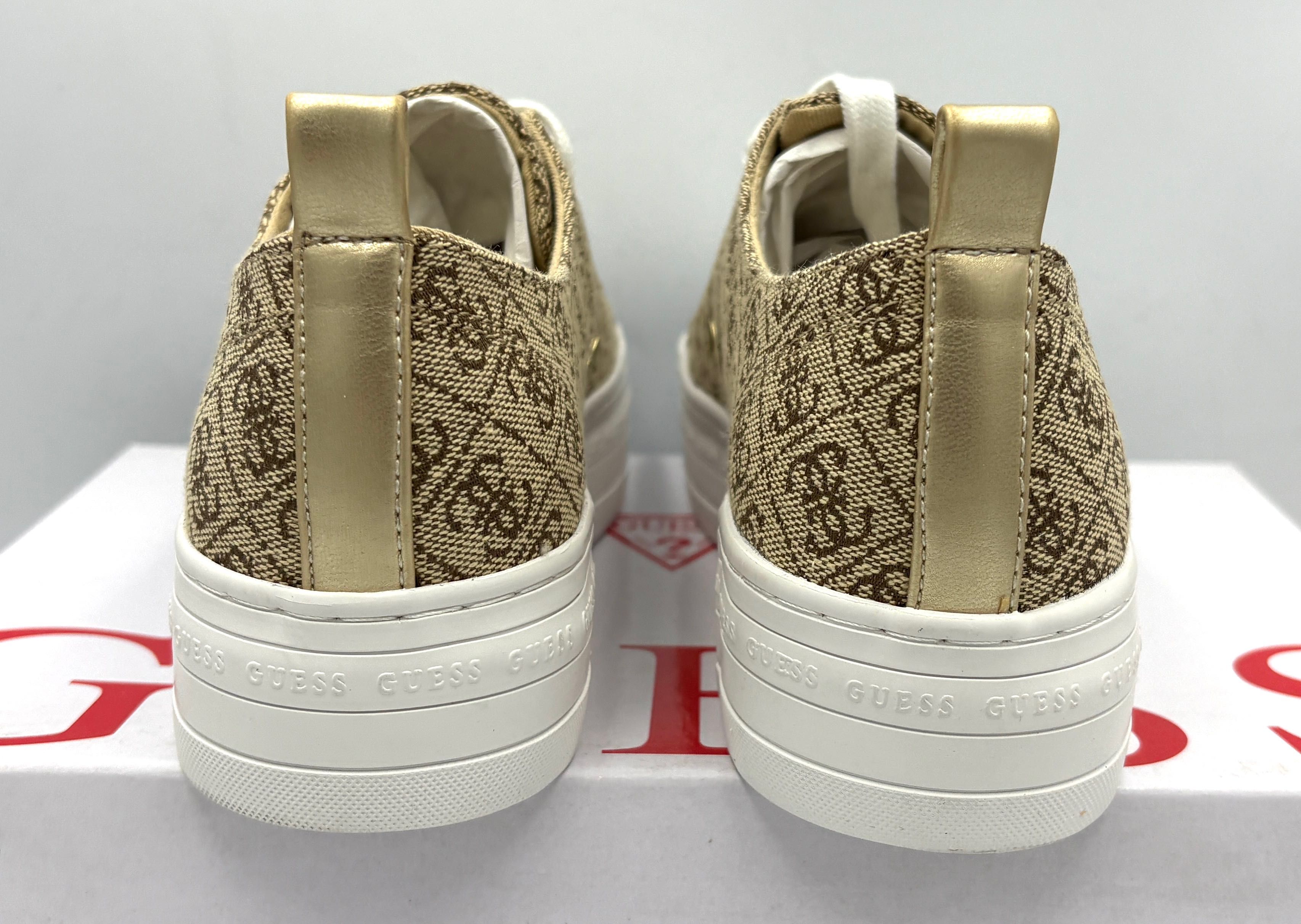 ‼️Nowe oryginalne trampki sneakersy GUESS Brigs5 beżowy beibr 38 AZ179