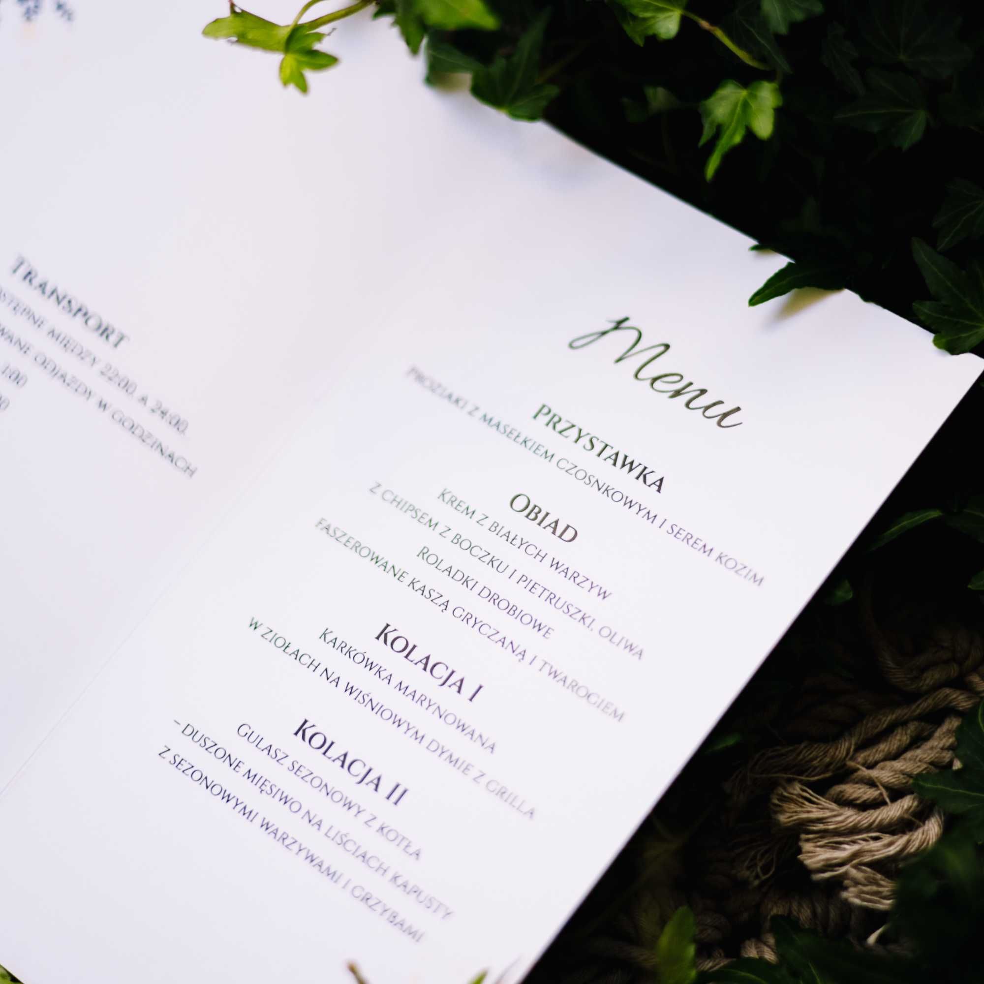 menu na stół weselny - NAMIOT I ŚWIETLIKI