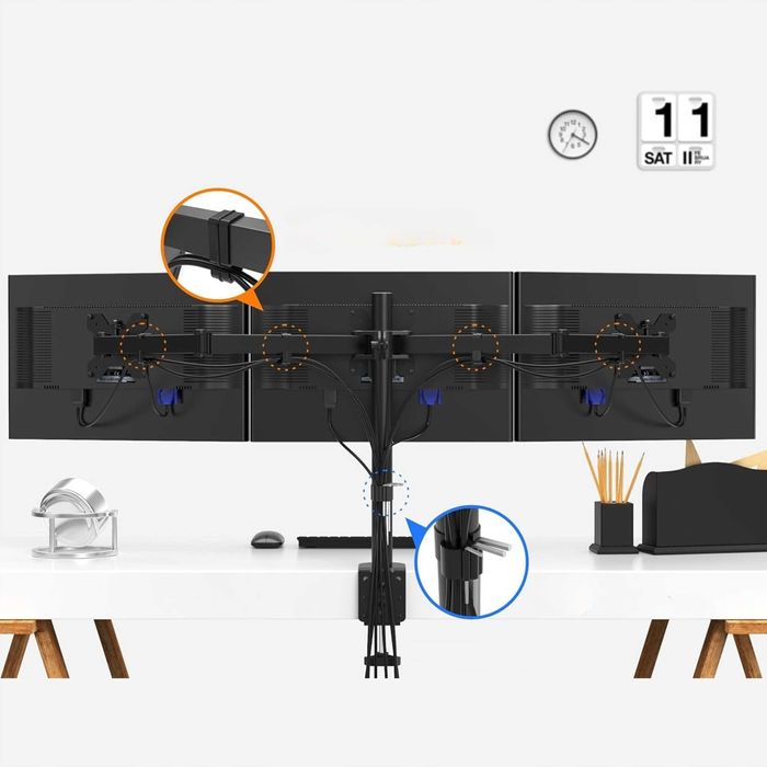 BONTEC Potrójny uchwyt do 3 monitorów 13-24 cali Stojak na Monitory