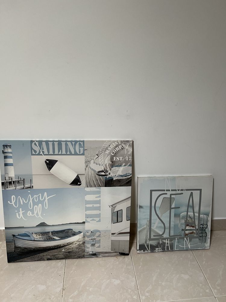 Conjunto de dois quadros sobre o mar