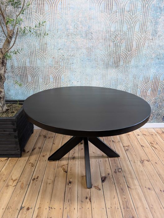 Stół do jadalni z drewna mango okrągły 130 cm czarny LIKWIDACJA SKLEPU