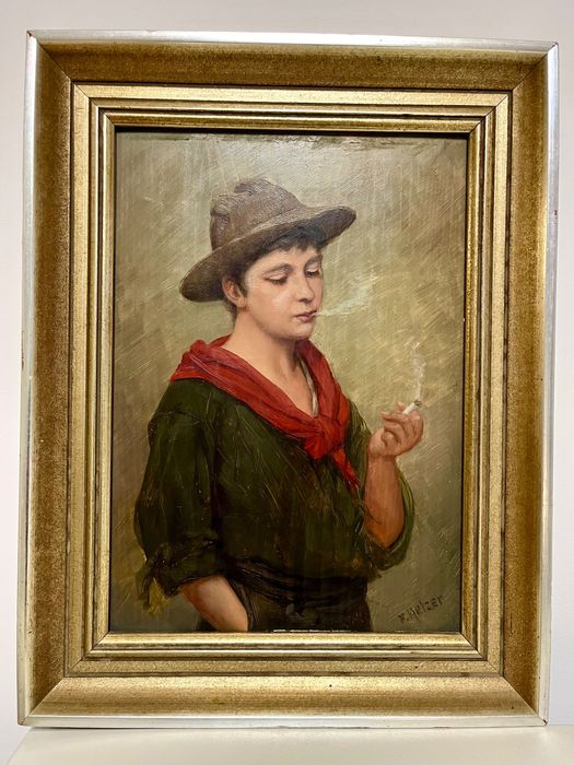 Stary obraz olejny pastelowe kwiaty martwa natura, duży.