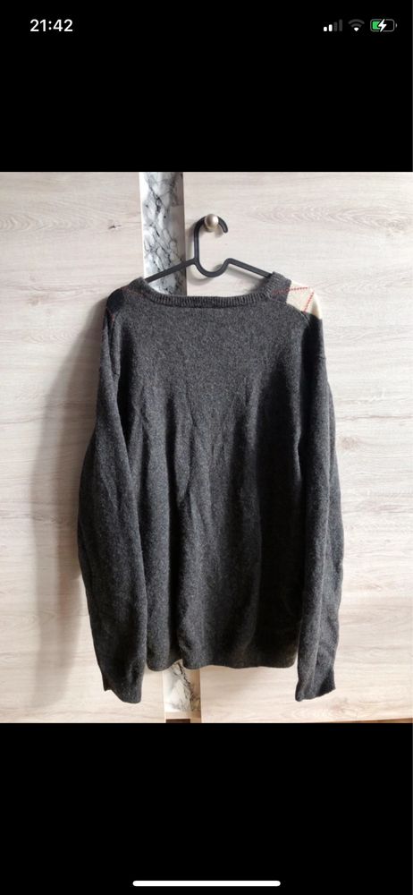 sweter wełniany xxl wool 60%w trapezy wzory geometryczne