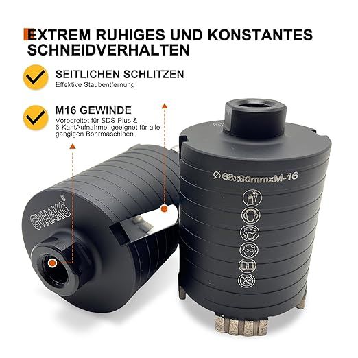 Diamentowa koronka wiertnicza GVHAKG 68 mm z wiertłem centrującym