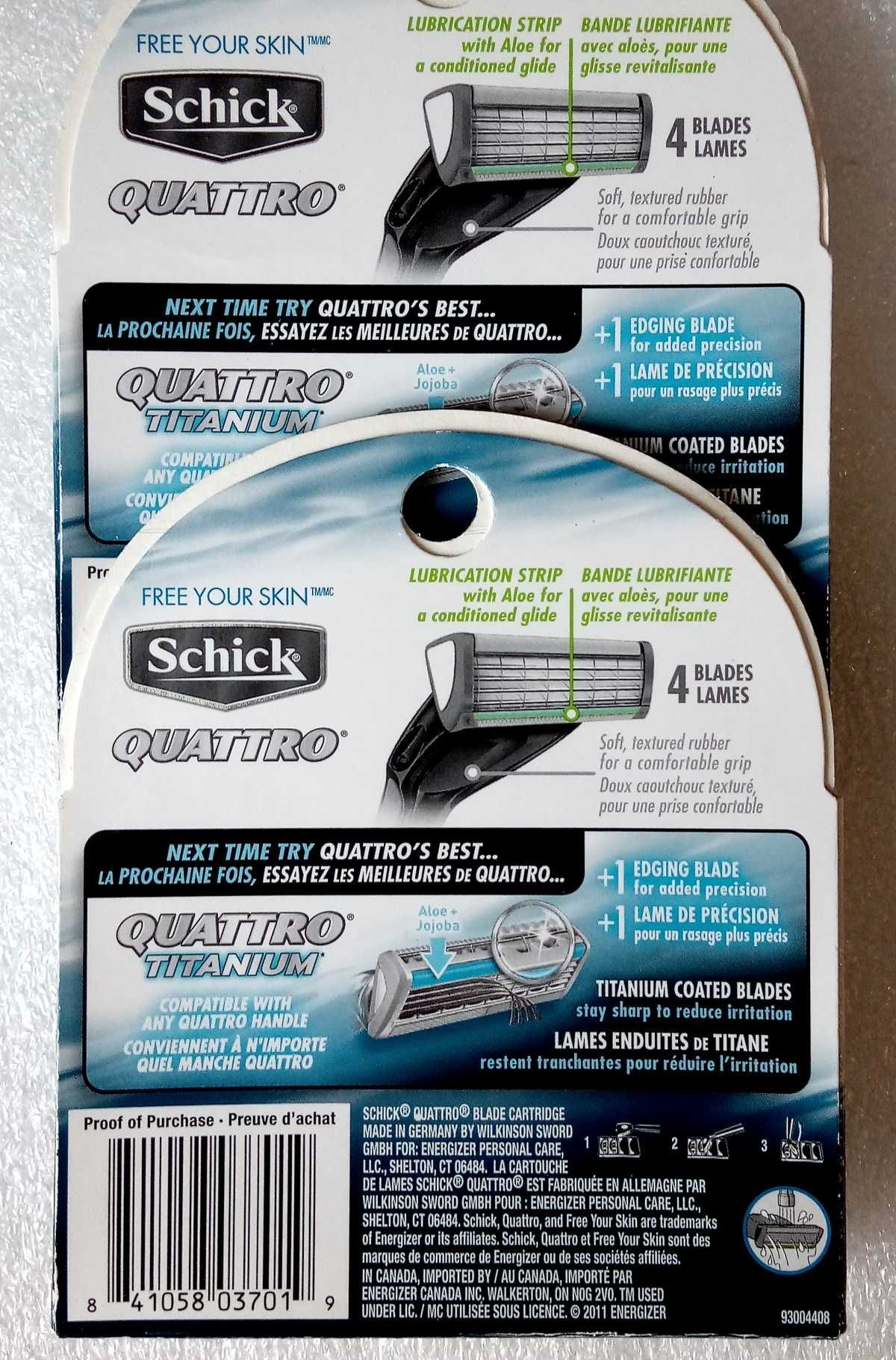 Schick Quattro 8 cartridges (оригинал, Germany).