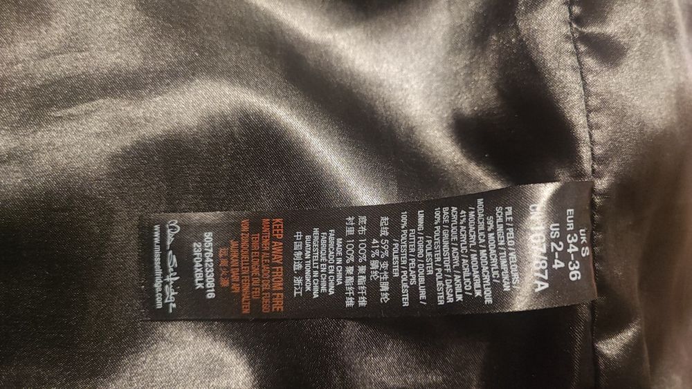 Kamizelka nowa Miss Selfridge XS, S, 34-36 futerko