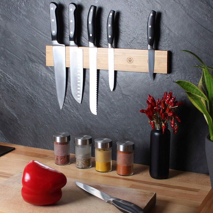 AMAZY Stojak na noże magnetyczny 6,5 cm naturalny bambus