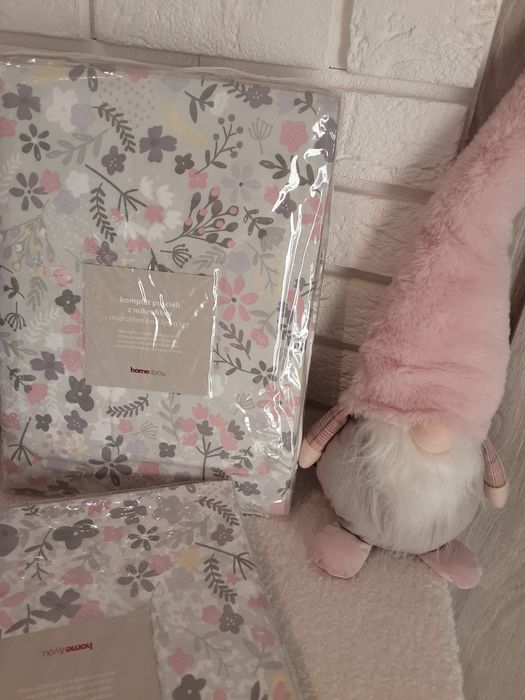 Pościel Home&You 160x200cm Mikrofibra NOWA biały szary puder SUPER CEN