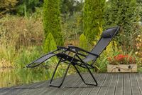 Садовий і пляжний шезлонг, розкладне крісло з підголівником, чорне