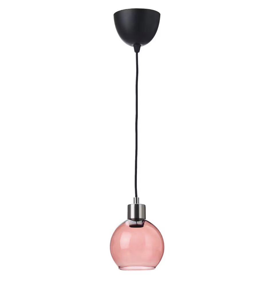okrągła różowa lampa wisząca 70s vintage modern retro