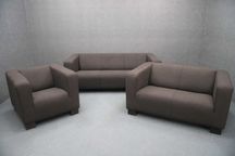 WYPOCZYNEK Komplet Brązowy materiał Sofa Fotel -45%! BGM24.pl B 5323