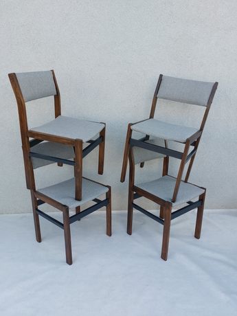 Krzesła tapicerowane, szare, prl, vintage
