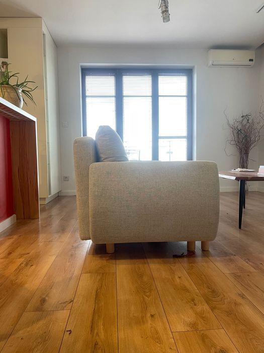 Kanapa rozkładana sofa siwa szara beż z funkcją spania ikea grunnarp