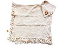 Poncho, ponczo damskie kremowobiałe, Portugalia, wełna, akryl, melanż