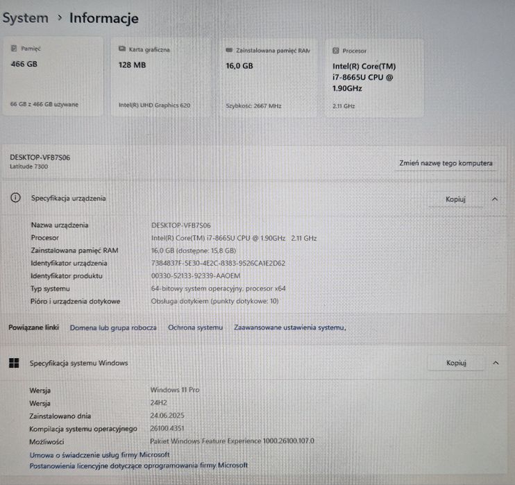 Laptop Dell Latitude 7300 Intel i7 16GB Dotykowy