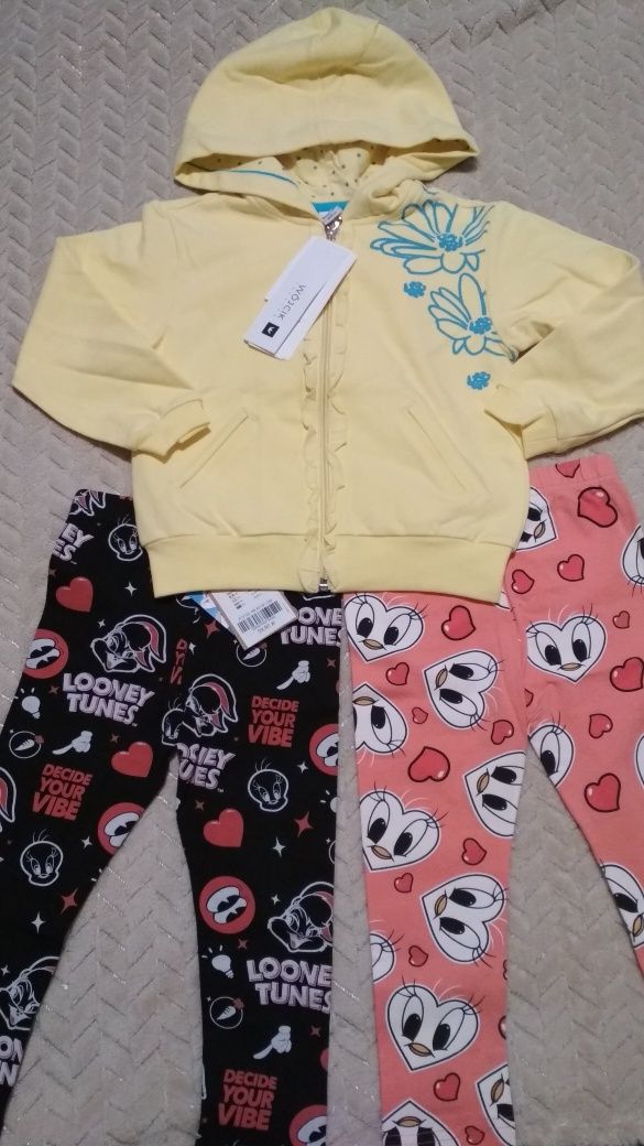 Fantastyczny wesoły zestaw r. 92 2xlegginsy+bluza coccodrillo wójcik