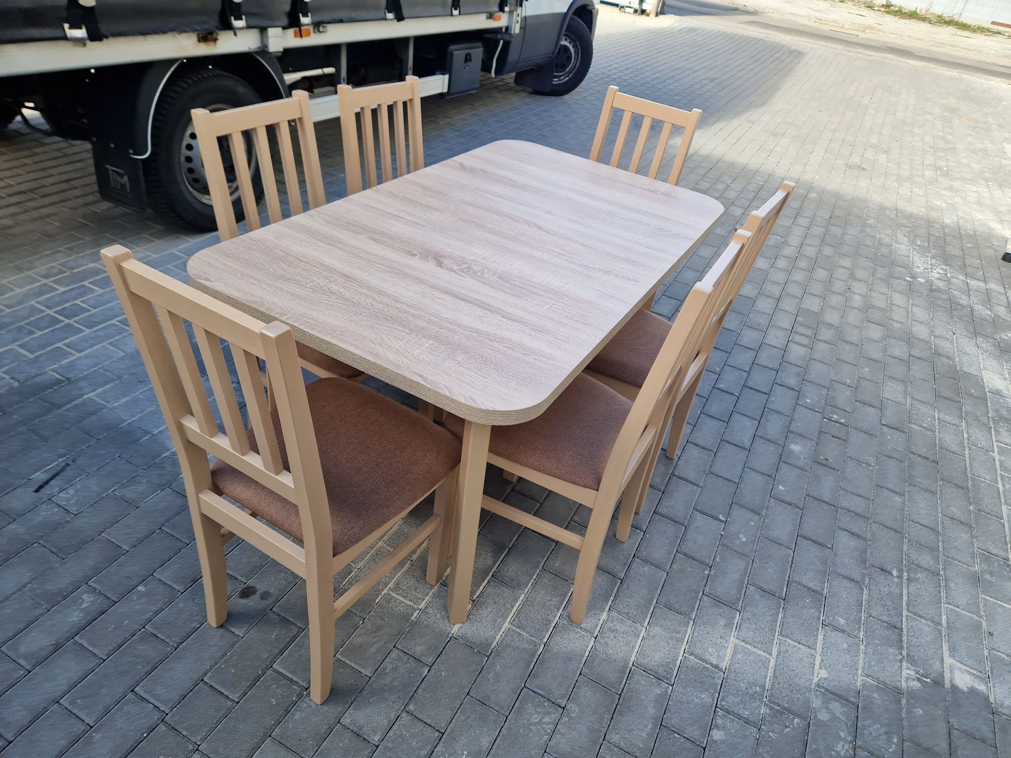 Nowe: Stół 80x140 rozkładany na 180cm + 6 krzeseł, dostawaPL