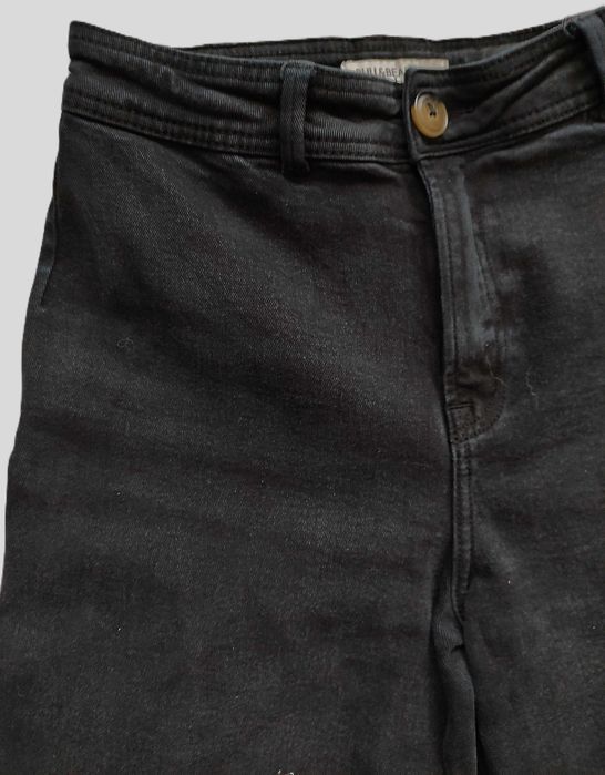 spodnie jeasnowe wysoki stan szeroka nogawka ciemnoszare r. 34/36