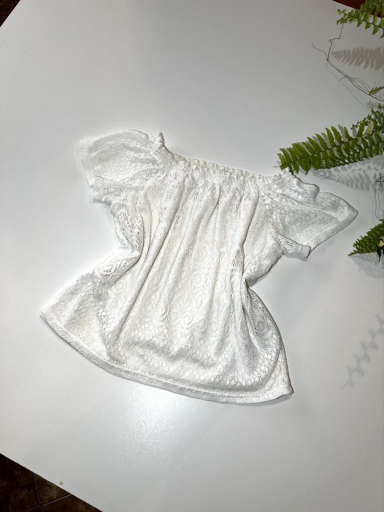 Bluzka, koronkowa, biała, H&M, rozmiar S 36