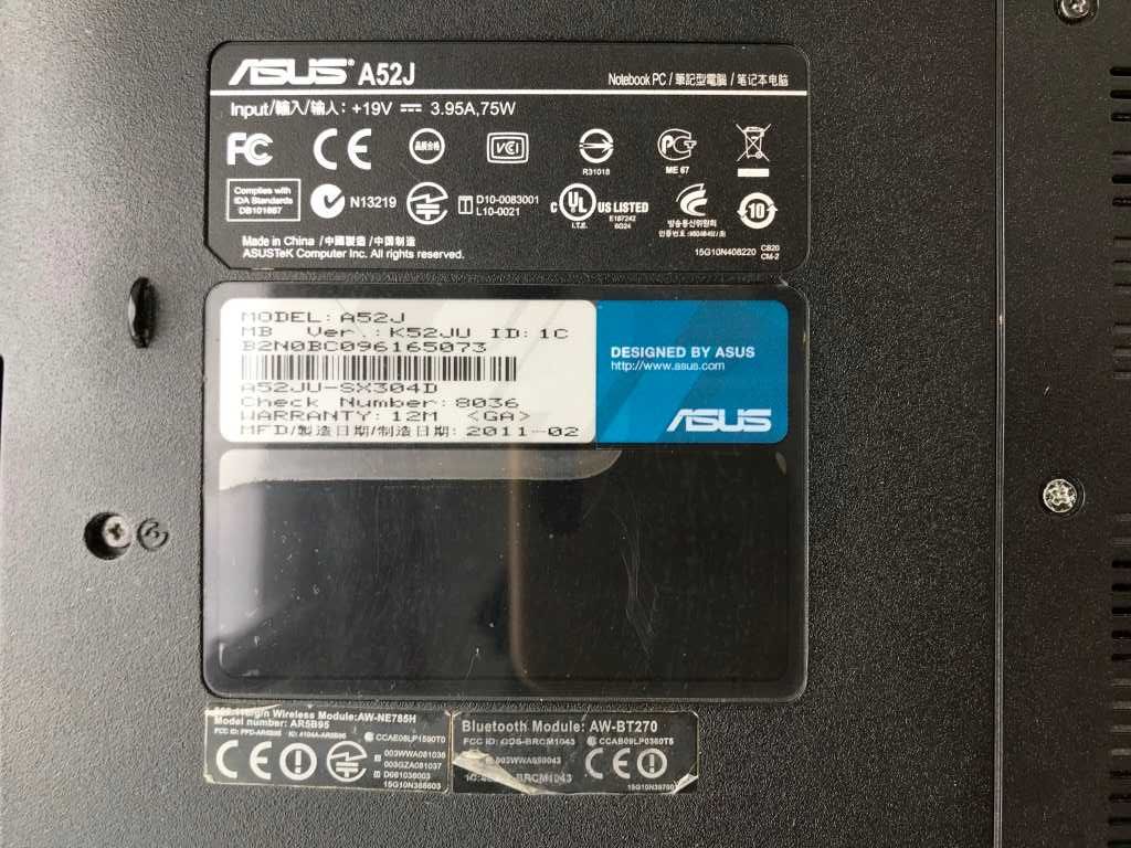Ноутбук Asus A52J на запчасти Intel core i3 15"6