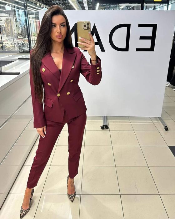 Garnitur bordowy EDAN Balmain marynarka + spodnie S/36 i M/38