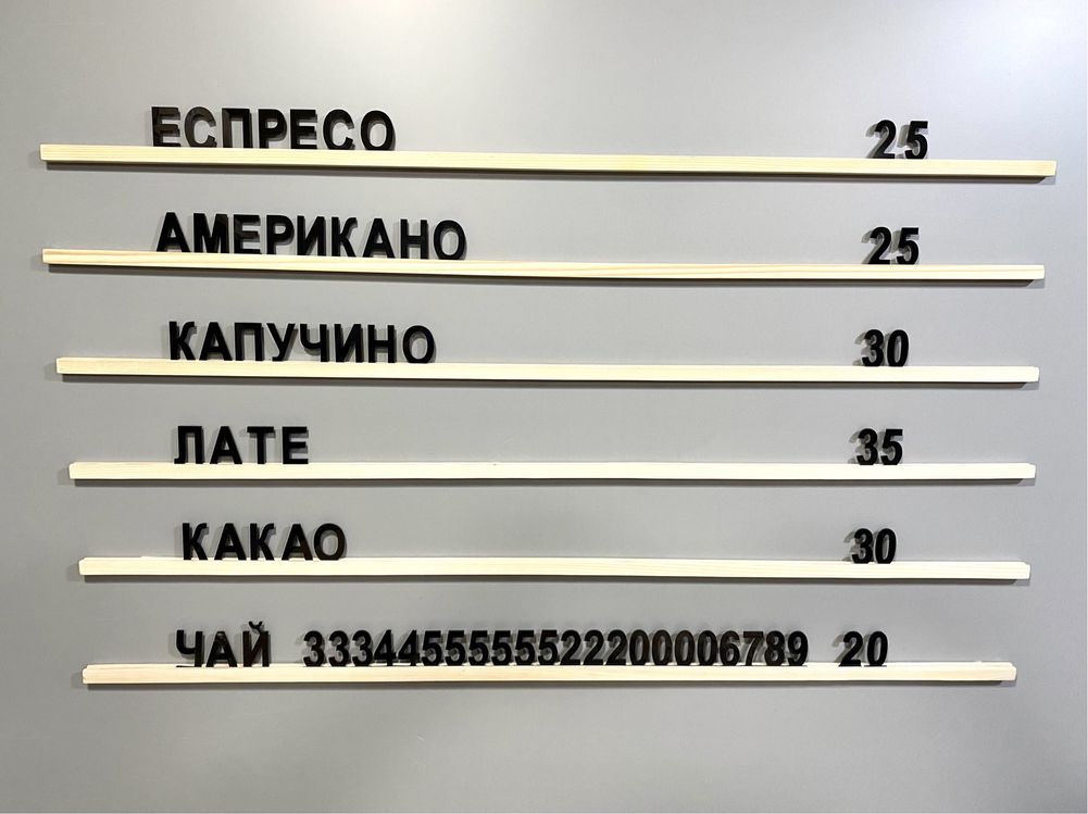 Набірне меню наборное вывеска цены штендер кофейня