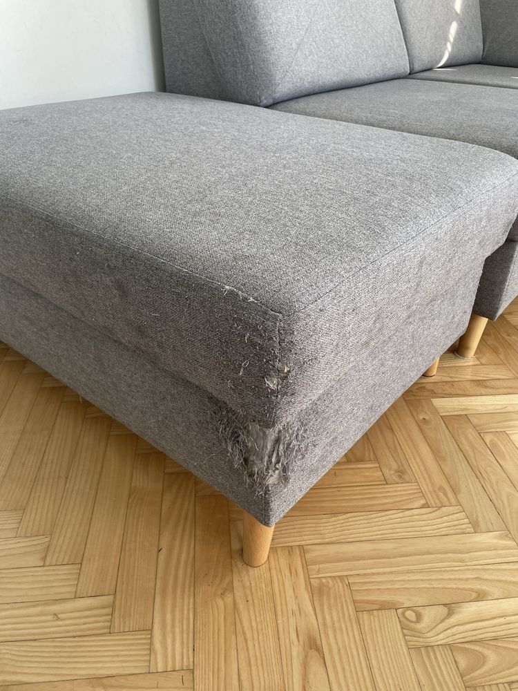 Sofa Narożnik Silver funkcja spania  + pufa Agata Meble szara szary