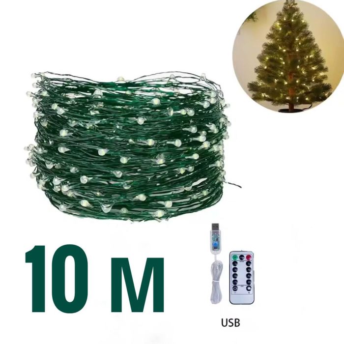 Гірлянда на зеленому дроті роса гирлянда грилянда 10,20,30,50 м