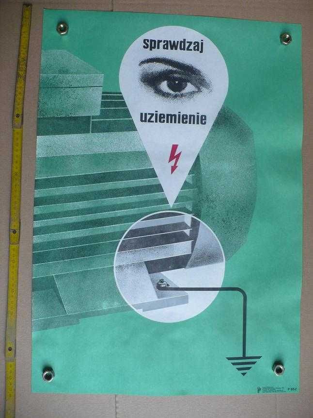 Plakat BHP Stare plakaty z PRL _komplet cztery sztuki