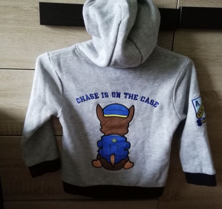 Bluza Chase Psi Patrol szara kaptur kangurka 98