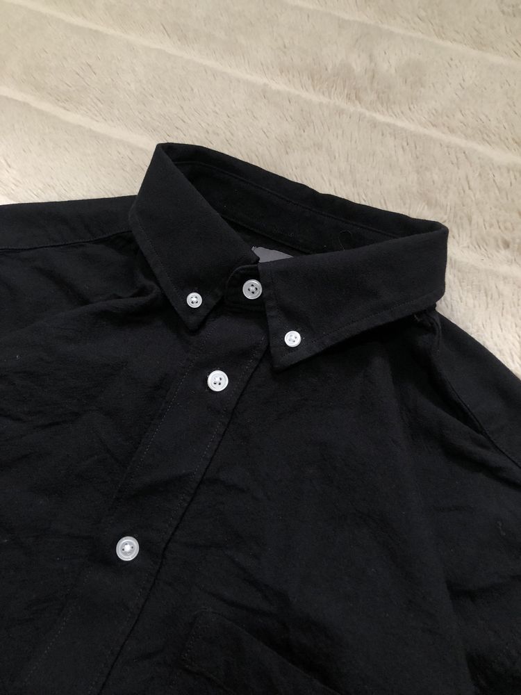 ZARA BLACK (M) Relaxed Custom Fit рубашка мужская черная 100% хлопок