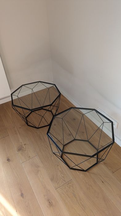 Stolik kawowy designerski metal + szkło