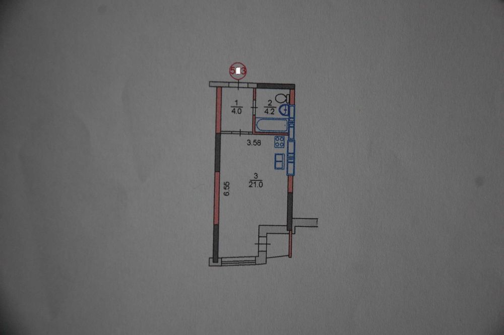 Своя 1-кімнатна ЖК Медовий 13\25 поверхового