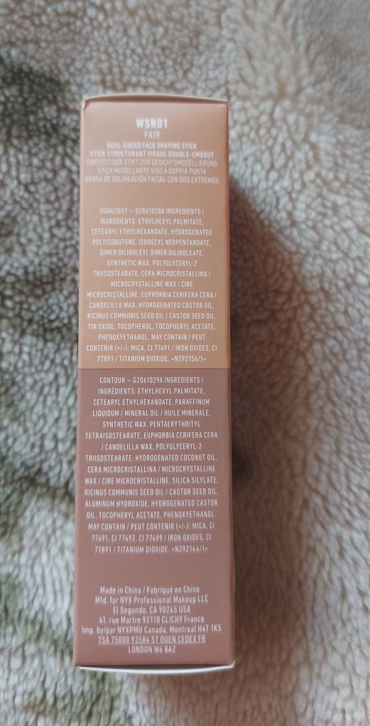 NYX styk do konturowana fair brązer i roświetlacz nowy Professional