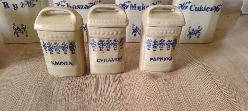 Pojemniki kuchenne spożywcze fajans PRL