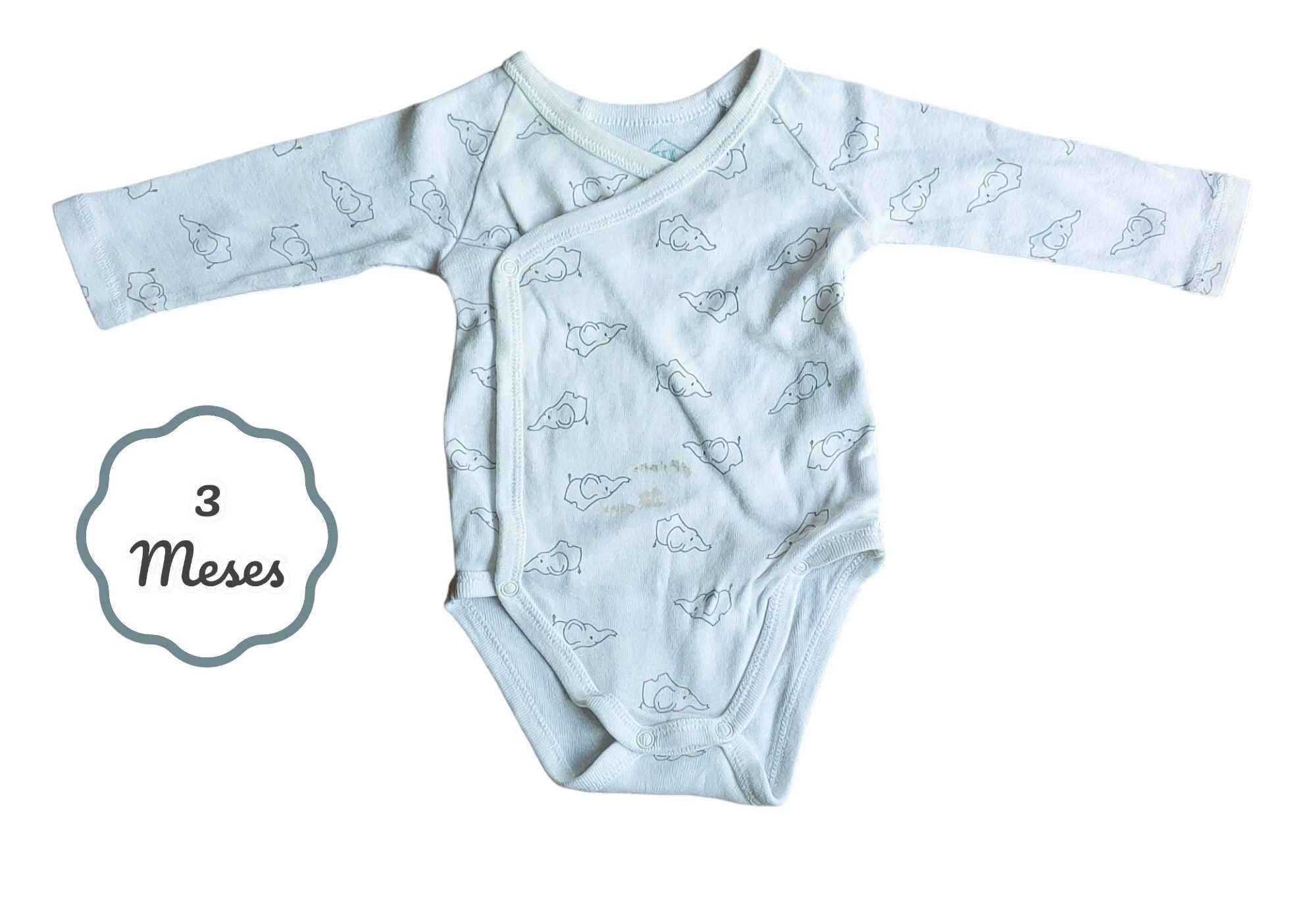 Body Branco Elefantes TEX Baby 3 meses