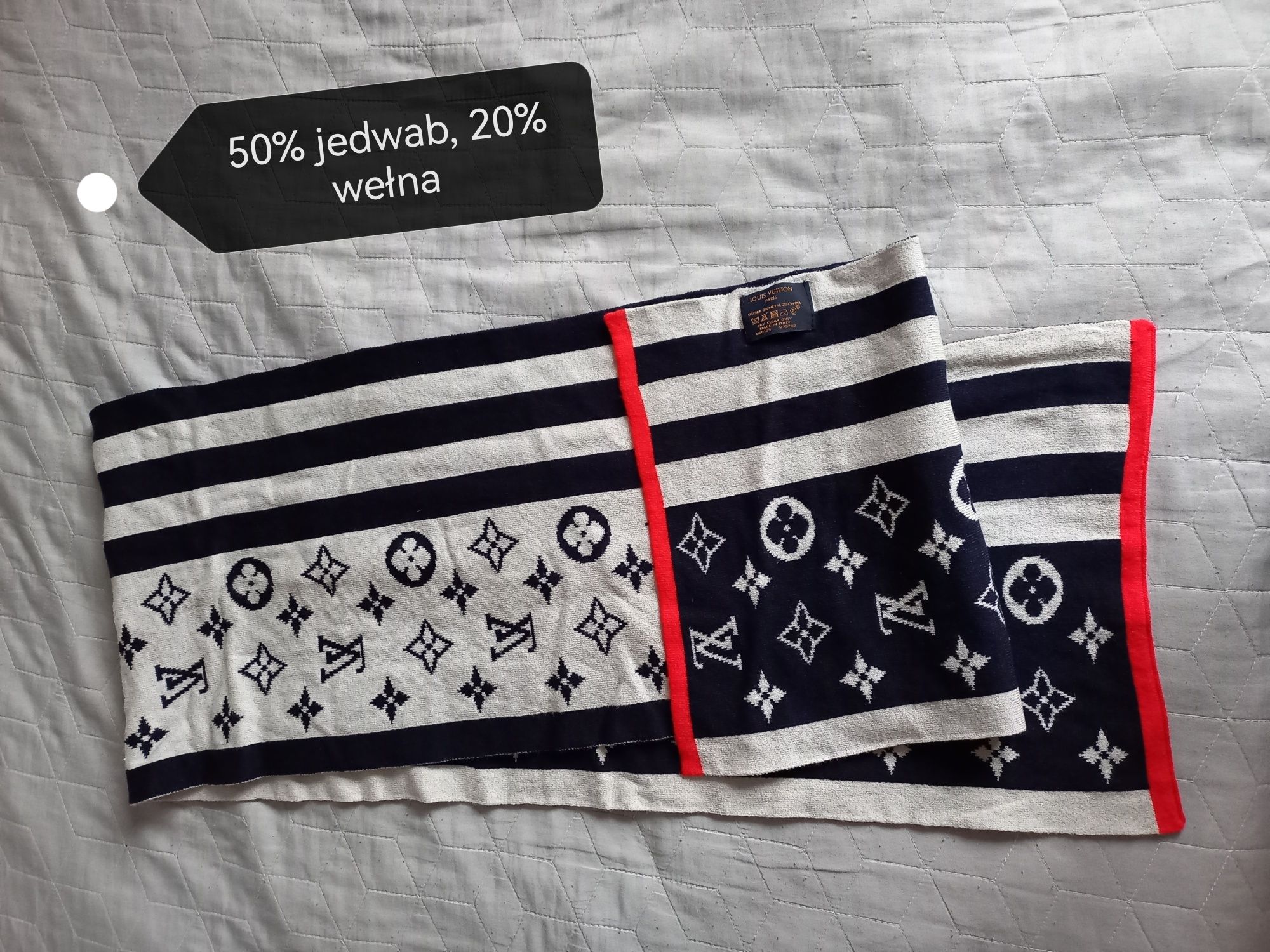 Louis Vuitton szalik 50% jedwab 20% wełna