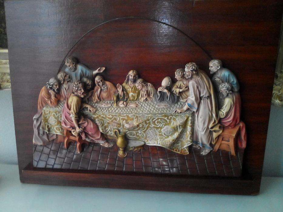 A ultima Seia de Jesus c/seus apóstolos quadro em Marfinite em relêvo