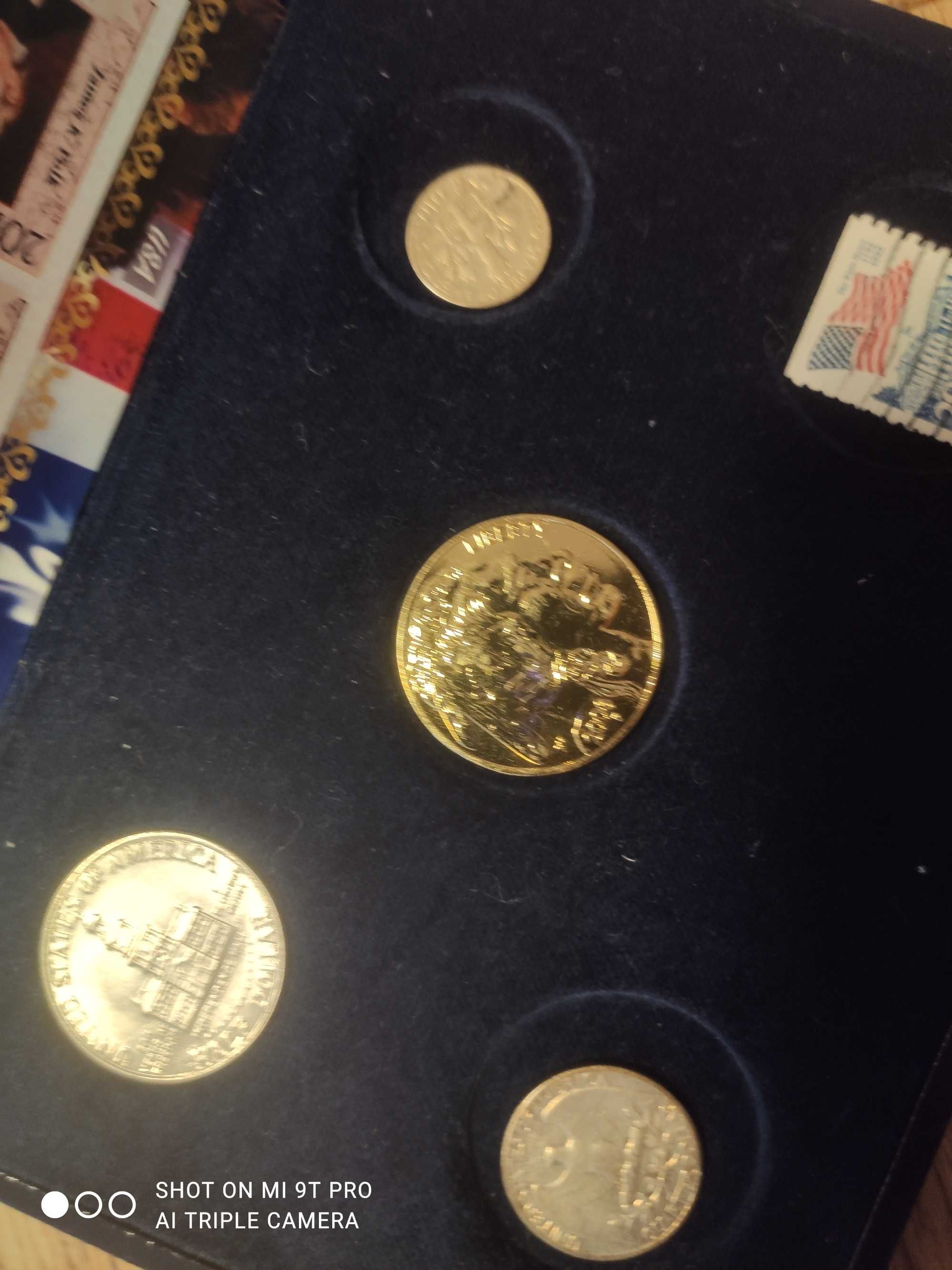 набор монет США серебро позолота марки президенты