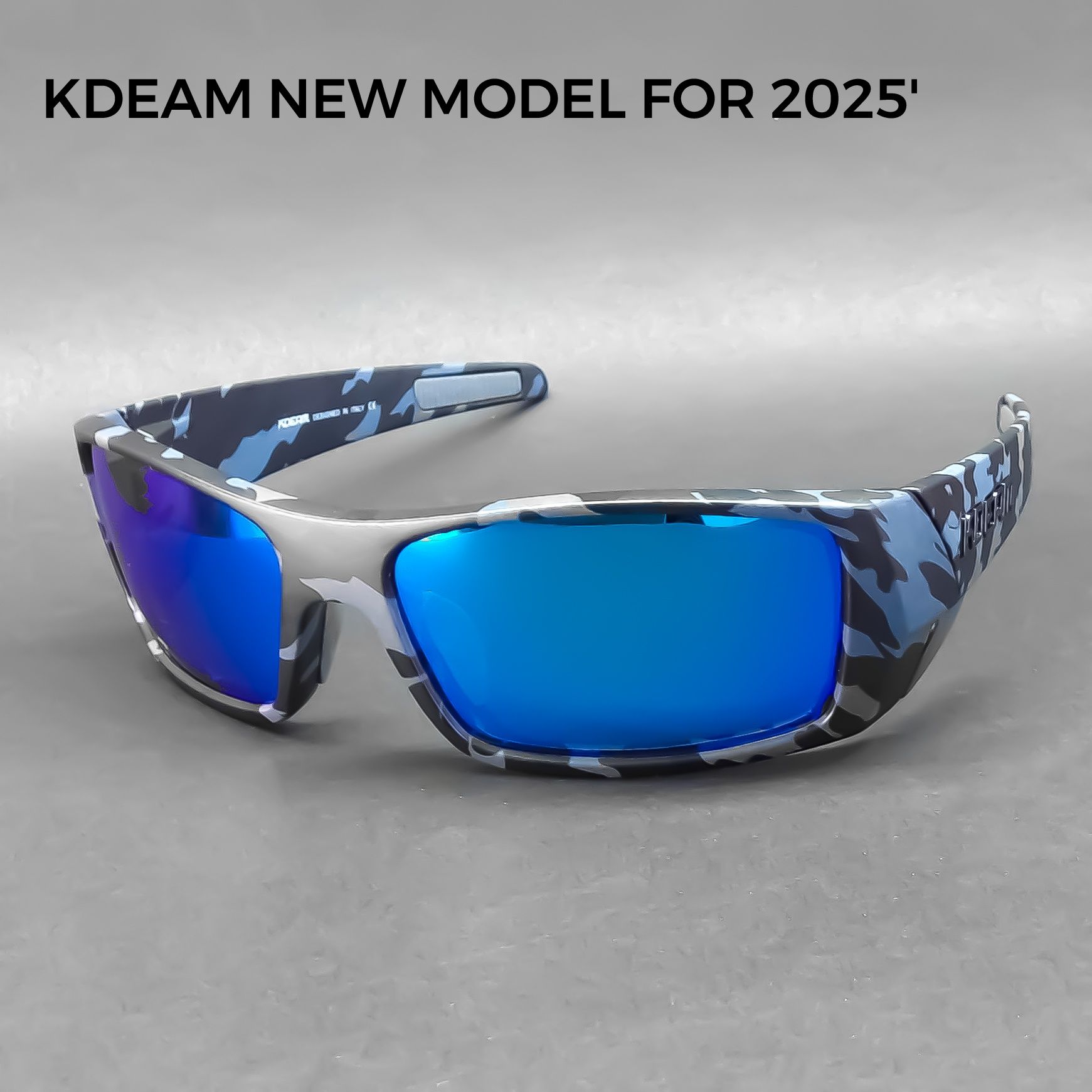 OKULARY PRZECIWSŁONECZNE. Polaryzacyjne HD. Camouflage/Blue. Sportowe.