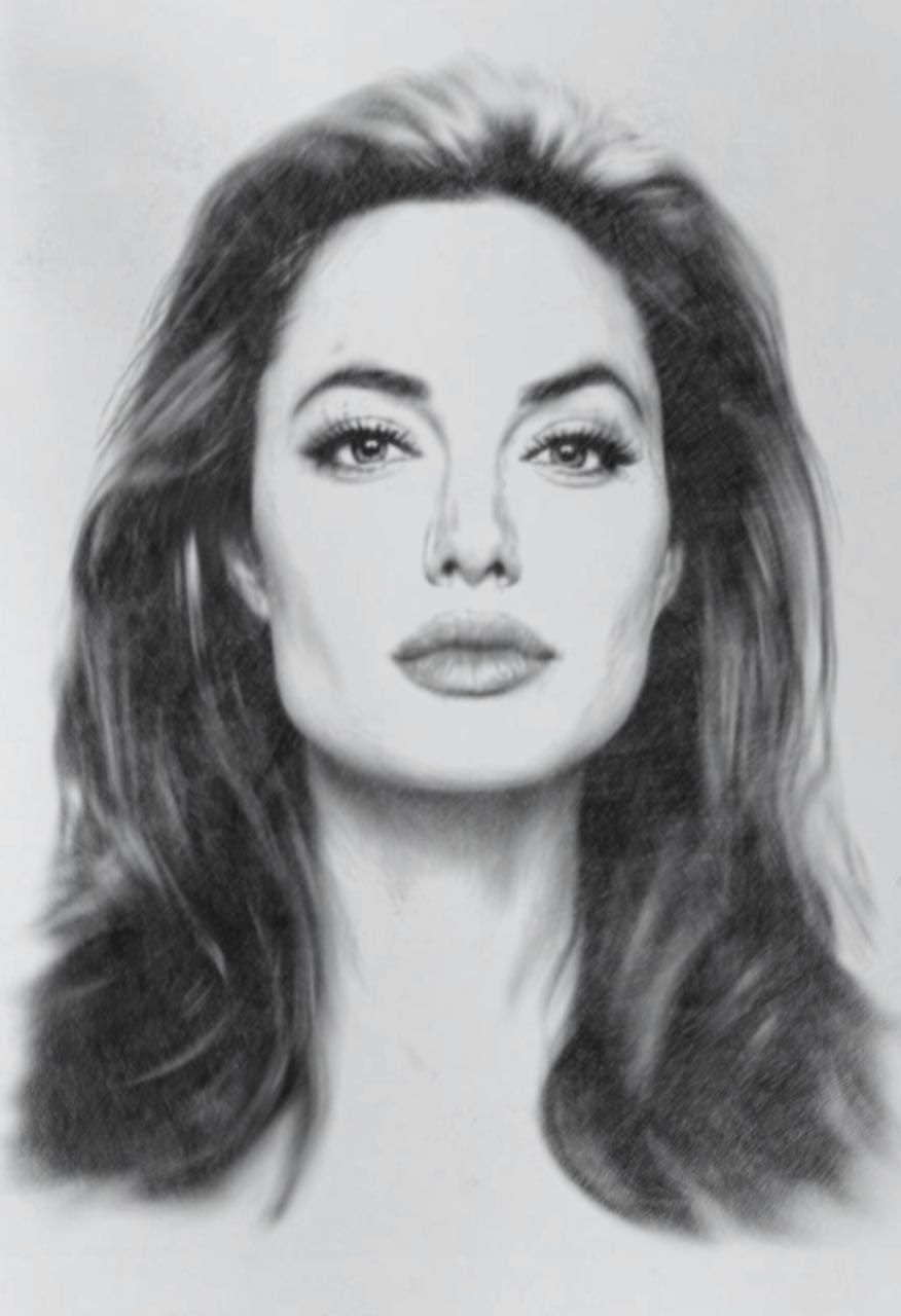 Rysunek portret aktorki Angelina Jolie format A5 Warszawa