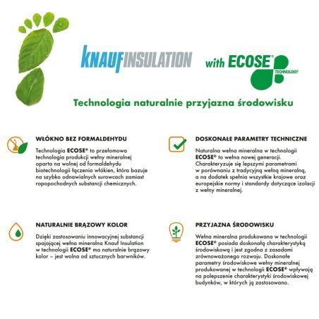 Wełna mineralna 035 produkowana w ECOSE® Technology z włókien szklanyc