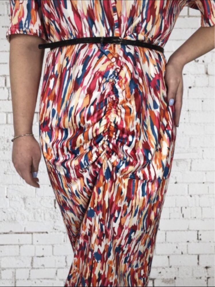 Nowa kolorowa sukienka plus size na co dzień wiosne krótki rękaw 4XL