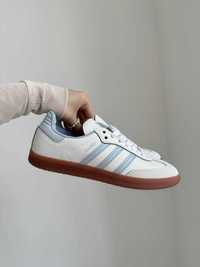 Кроссовки Adidas Samba White Leather/Light Blue/Gum