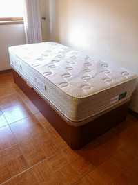 Cama de solteiro com arrumação & colchão terapêutico (190 cm x 90 cm)