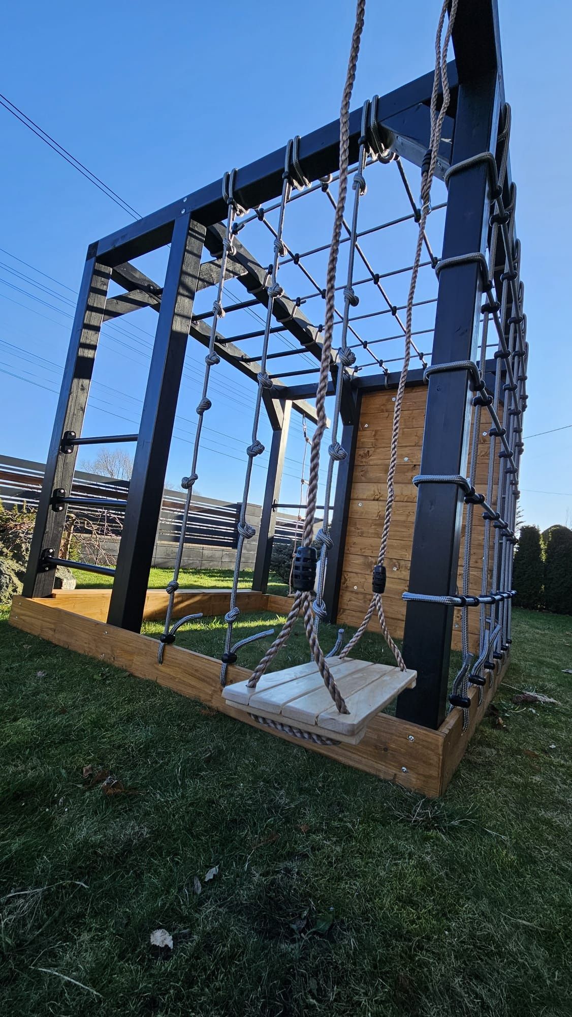 Idealny drewniany MAŁPI GAJ gym set huśtawka wspinaczki