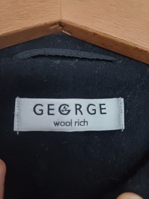 Piękny Elegancji Klasyczny Płaszcz Wełniany George XL L Unikat